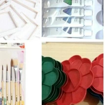 

paket lukis (kanvas 30x40+palet+kuas cat akrilic
