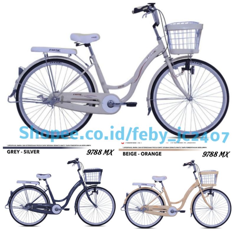 [EKA JAAYA SEPEDA] sepeda Mini perempuan keranjang Exotic 26 Inch ET-9788 MX New