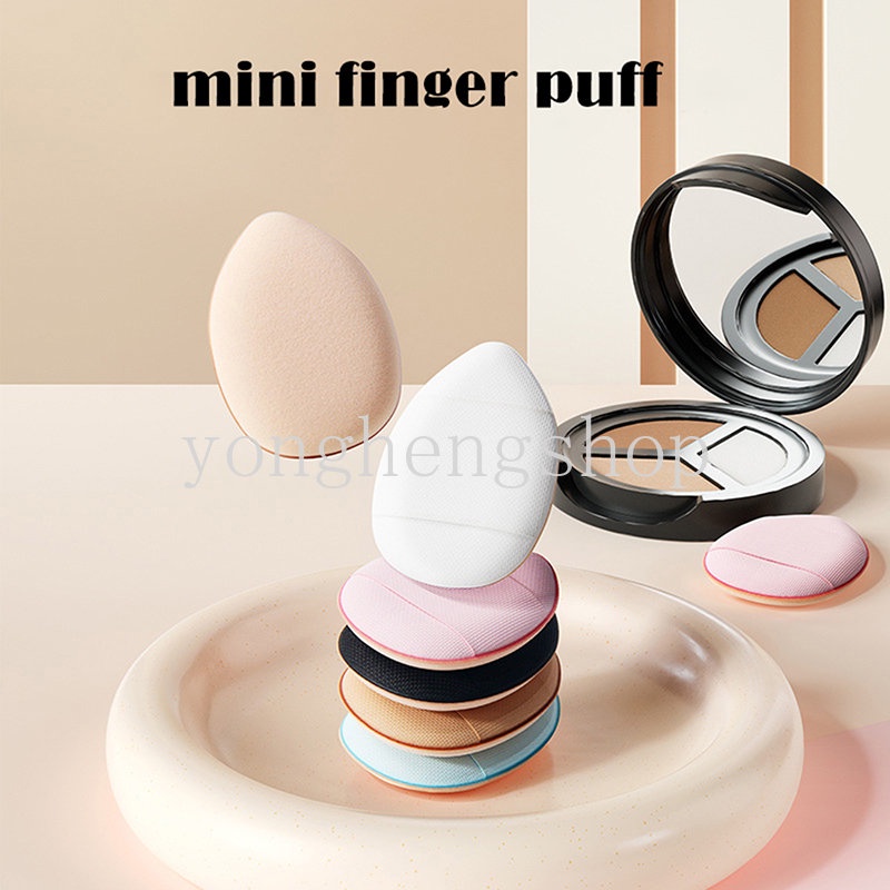 2pcs / set Spons Puff Jari Mini Aplikator Foundation / Bedak / Krim / Concealer Untuk Makeup / Kosmetik Wanita