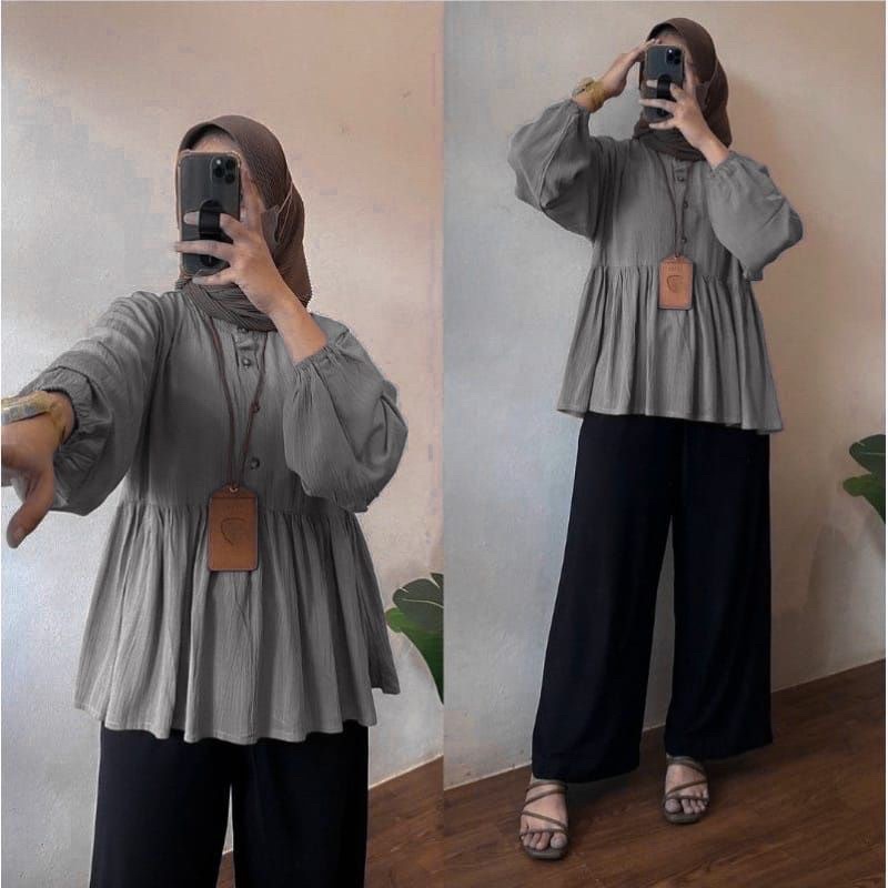 Kemeja Blouse Alea - kemeja Crinkle Airflow