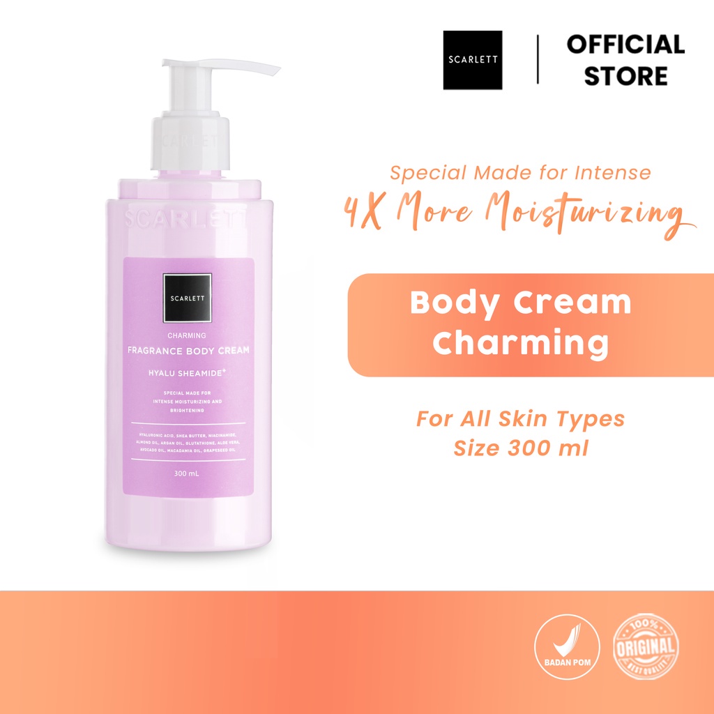 [COD] Scarlett Whitening Body Cream Memberikan Kelembapan Ekstra Kulit yang Kering - Charming dan Jolly