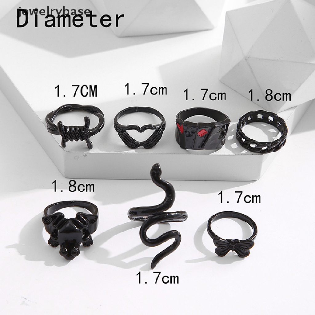 Set Perhiasan Cincin Jari Knuckle Bentuk Ular Geometris Bahan Logam Gaya Vintage Gothic Retro Untuk Wanita