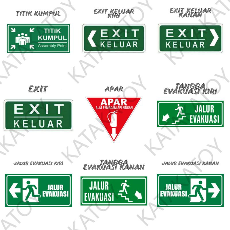 Jual Rambu Acrylic 30x10 Tebal 2mm Sign Jalur Evakuasi Dan Apar Plat