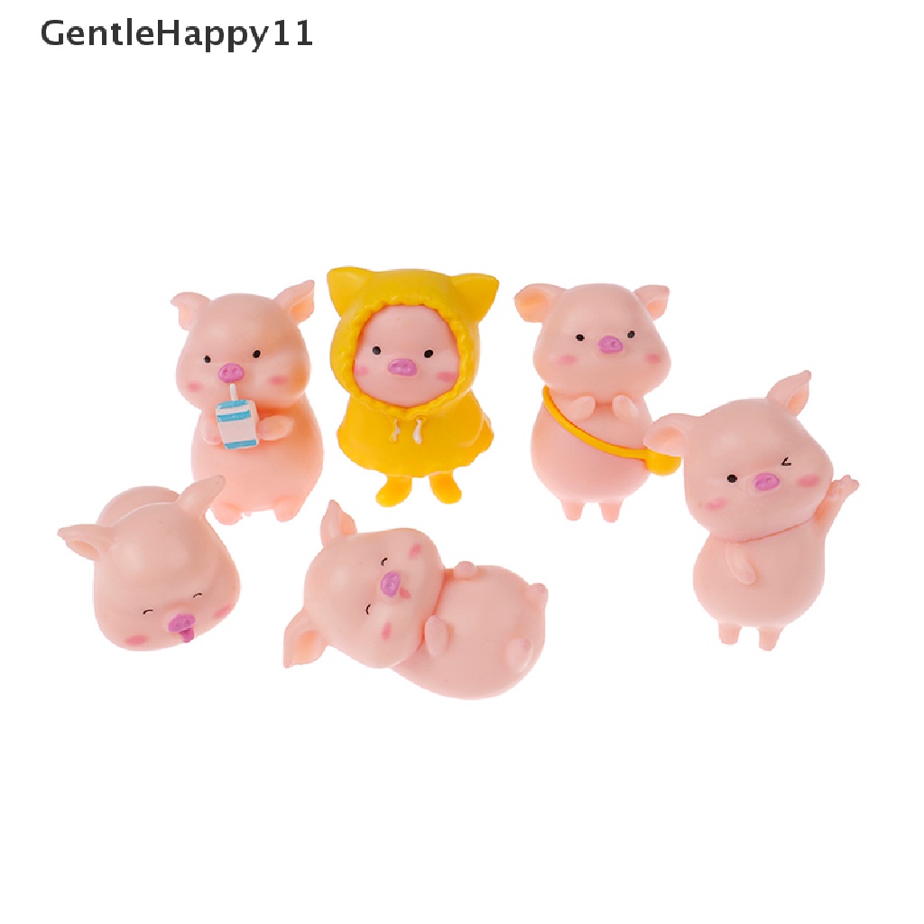 Gentlehappy 6pc Ornamen Boneka Babi Kecil Yang Lucu little pig desktop Dekorasi Kue Mobil decora id