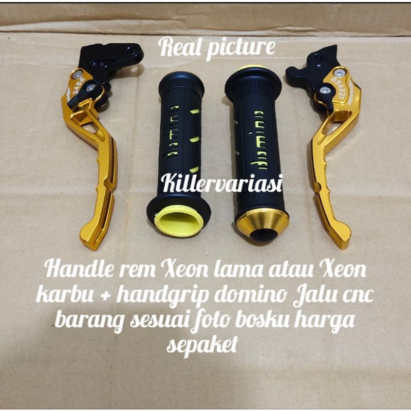 promo paket handle Xeon karbu atau Xeon lama handle rem kiri kanan + handgrip domino Jalu cnc harga sepaket sesuai foto