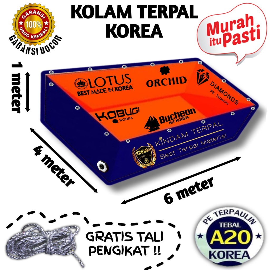 TERPAL KOLAM 6x4x1 A20 KOREA BERGARANSI MURAH | KOLAM TERPAL IKAN LELE, NILA, GURAME