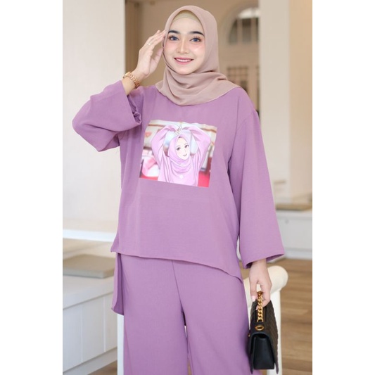 SET WANITA CRINKLE AIRFLOW LD 115 SETELAN ONE SET PAJAMAS KEKINIAN JUMBO BIG SIZE