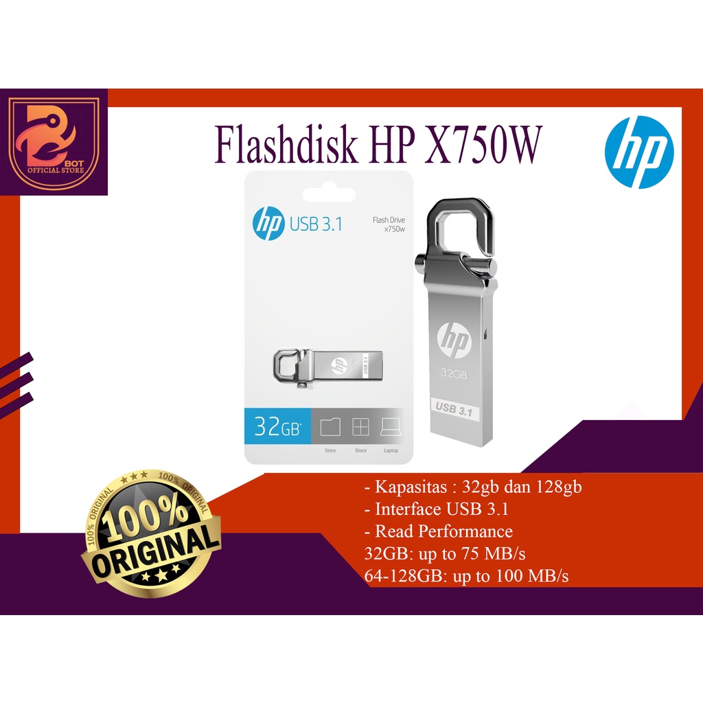 FLASHDISK HP USB 3.0 X750W 32GB 128GB / FLASHDISK HP ORIGINAL