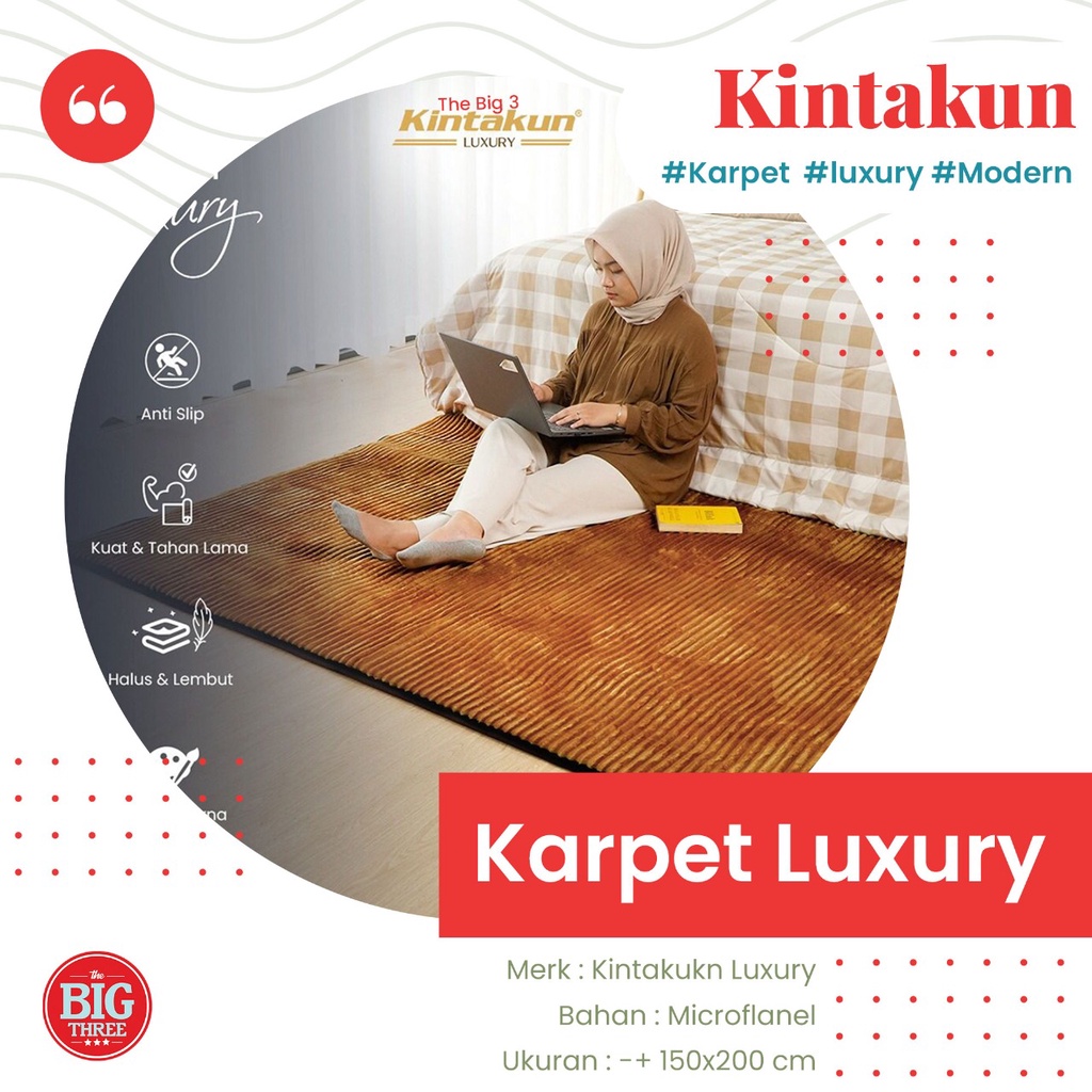 KINTAKUN Karpet Selimut Busa 150 x 200 cm  Luxury Warna Coco Indranila Lazuardi Luya Merlot Owen Serenity Brandy Dalton Elder Giovane Lavanda Rosa - Halus &amp; Lembut Anti Slip TBT