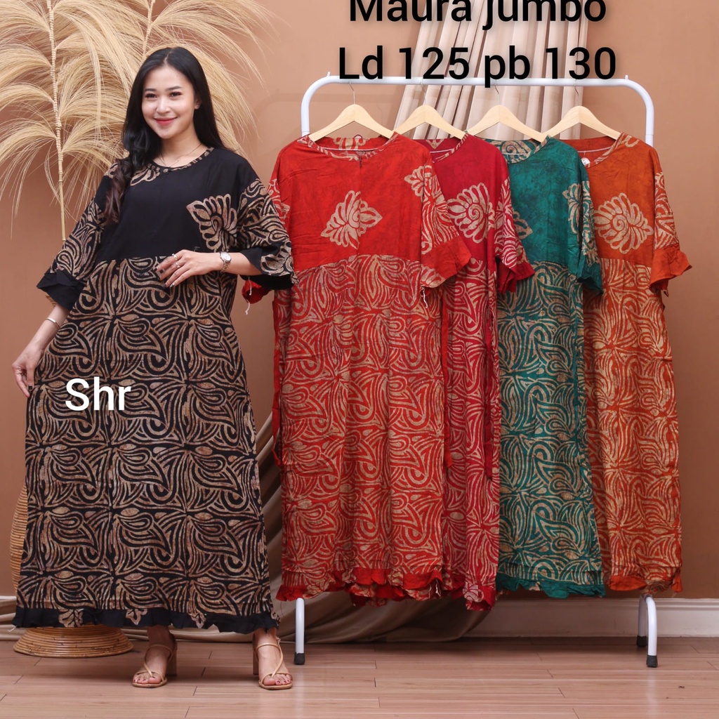 SAHARA - Daster Wanita Rayon Gred A Busui Resleting Depan Baju Tidur/Daster Lengen 3/4 Lengen Rempel