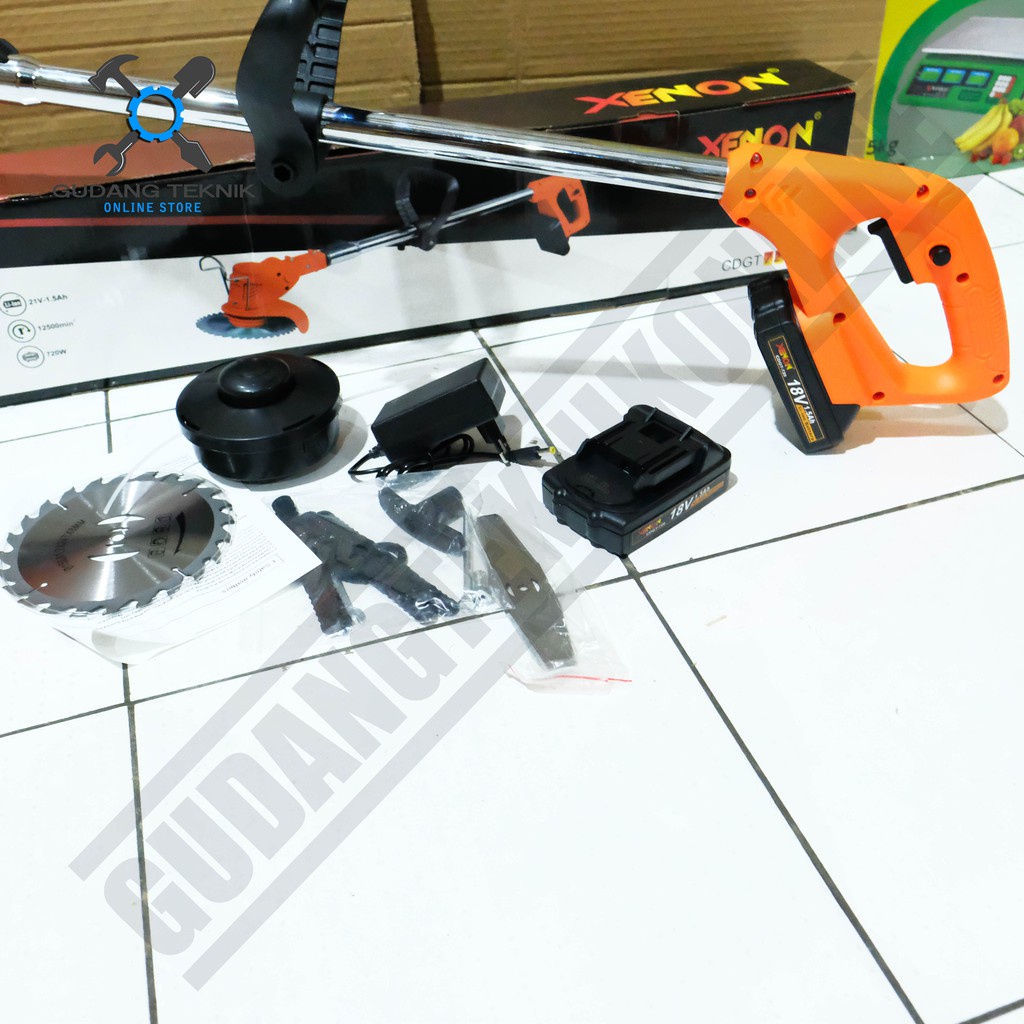 Mesin Potong Rumput Cas BATERAI 18V CDGT 720 XENON / CORDLESS Grass Cutter Charger 18 Volt CDGT720 XENON