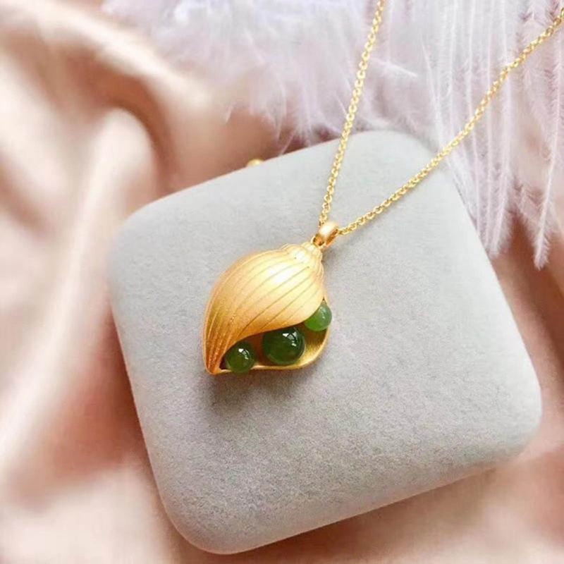 Fancyqube Kalung Liontin Keong Jasper Pantai Warna Emas Gaya Boho Untuk Wanita