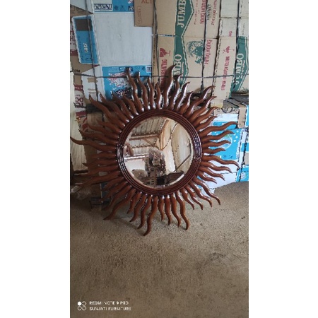 PROMO TERMURAH COD  Figura Cermin Ukir matahari keris jati Furniture hiasan murah(Produk Asli Jepara