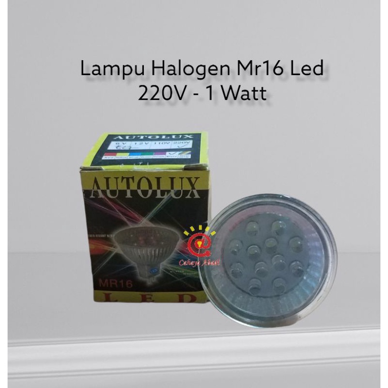 Lampu Halogen Mr16 Led 1watt 1 watt 220V Putih Fittting E27 Autolux
