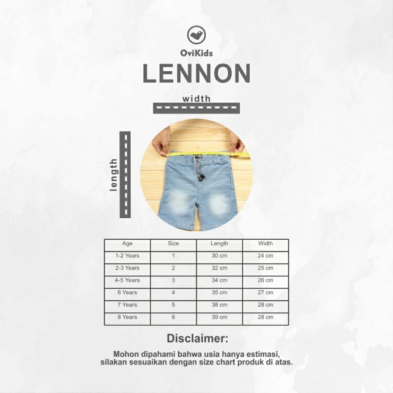 OVI KIDS LENNON-Celana Pendek Jeans Anak Perempuan Laki-Laki (1-8 Tahun)