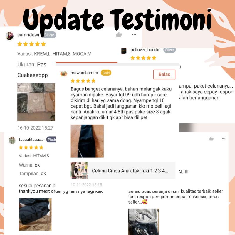 Celana Chino panjang Anak laki laki Chinos Premium Usia 1 sampai 12 tahun