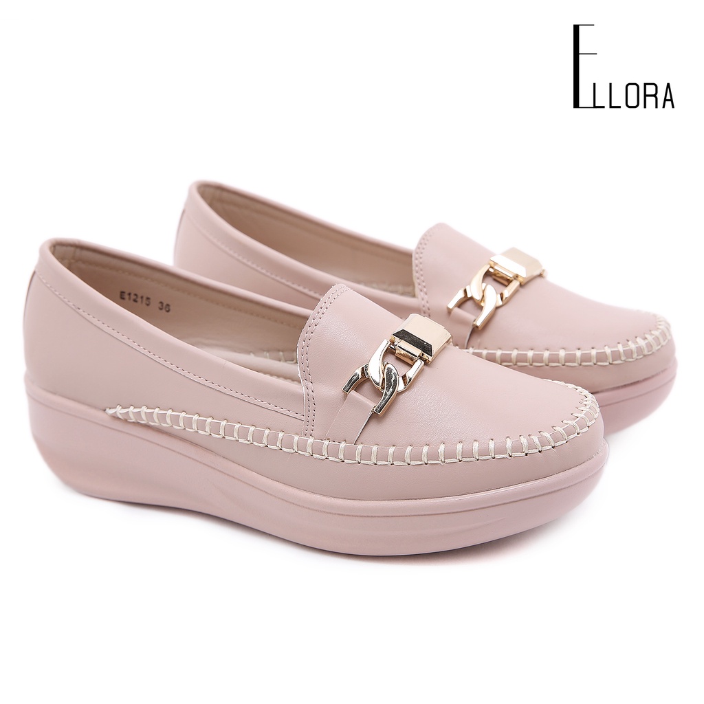 ELLORA E1215 Sepatu Wedges Wanita Import Kulit