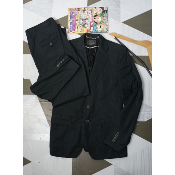 zaraman blazer black set up  stelan jas casual preloved