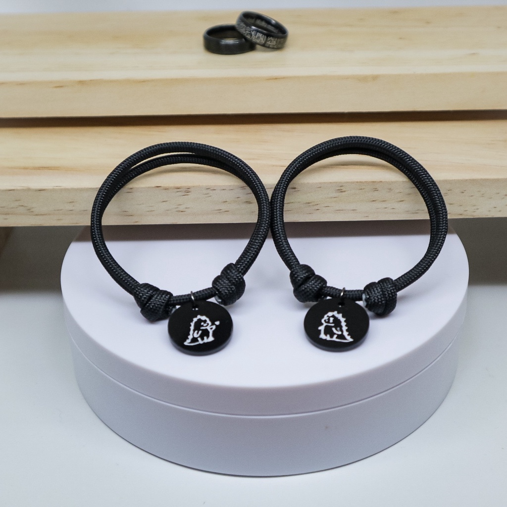 Gelang Couple Dino Pasangan Tali Paracord 550lbs 4mm 7 Strands Aesthetic Pria Wanita Hitam Polos Premium