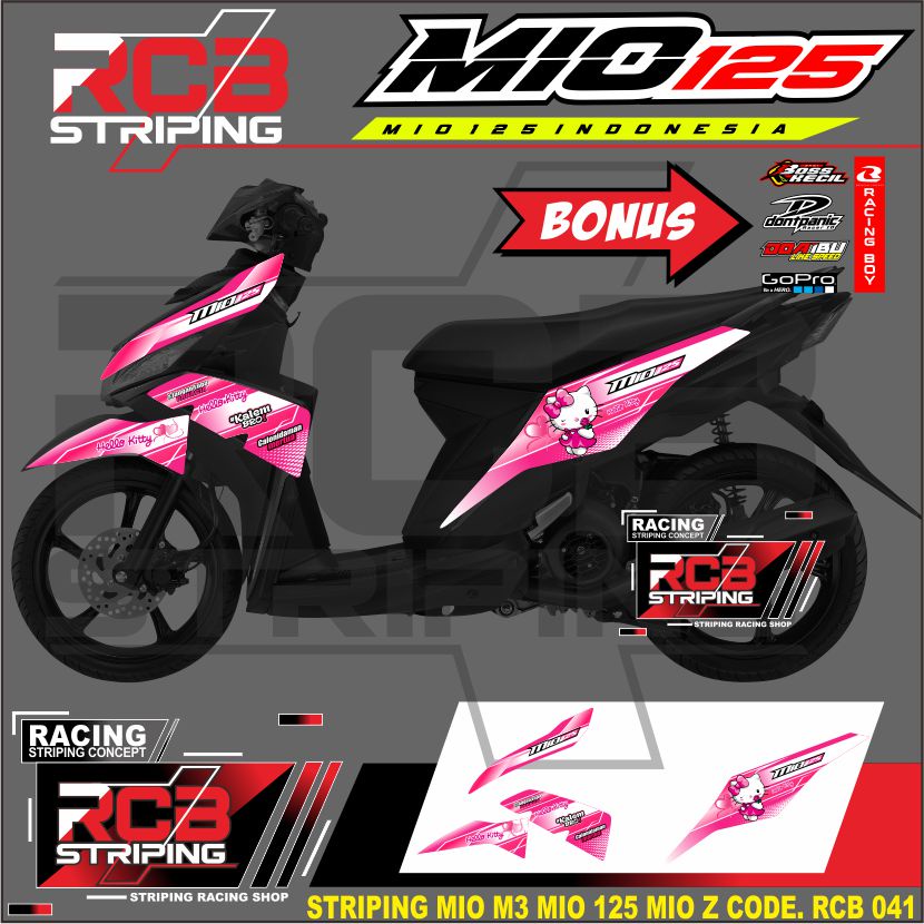 STIKER MIO HELLO KITTY STRIPING MOTOR MIO M3 / MIO Z / MIO 125 - LIS MIO M3 STRIPING MIO 125 RCB 041