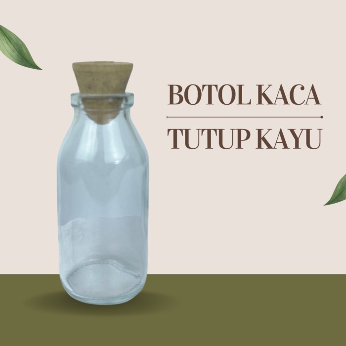 Botol Kaca Tutup Kayu 100ml Gabus / Vas Bunga Botol Souvenir BD22 PGM