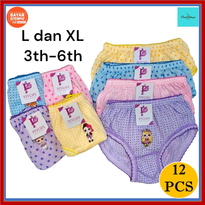 6 Pcs Celana Dalam Anak Perempuan Katun Motif Kartun Karakter