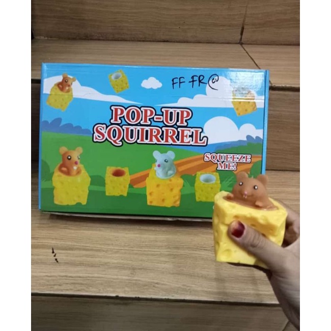 Mainan Pop Up Squishi tikus keju panda dinosaurus bebek kodok