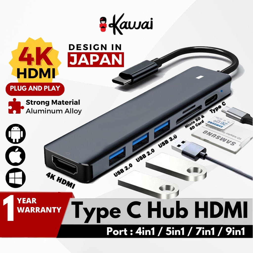 iKawai USB Hub Type C Hub 9 in 1 / 5 in 1 Splitter Extension USB 3.0 Type-C Hubs Micro USB SD Card HDMI USB Hub Converter USB Mac Vention Orico ROBOT