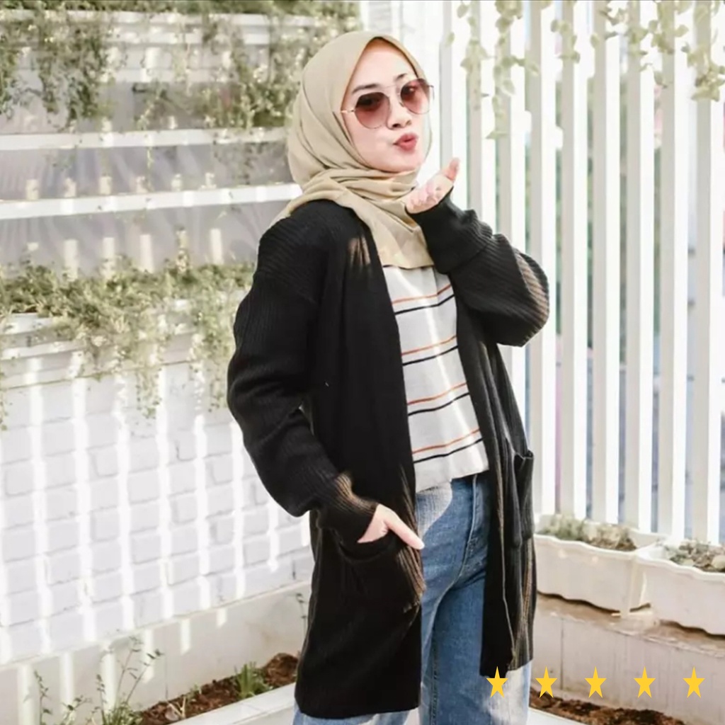 Cardigan wanita belle cardy bahan rajut tebal ukuran size L LD 110 banyak pilihan warna