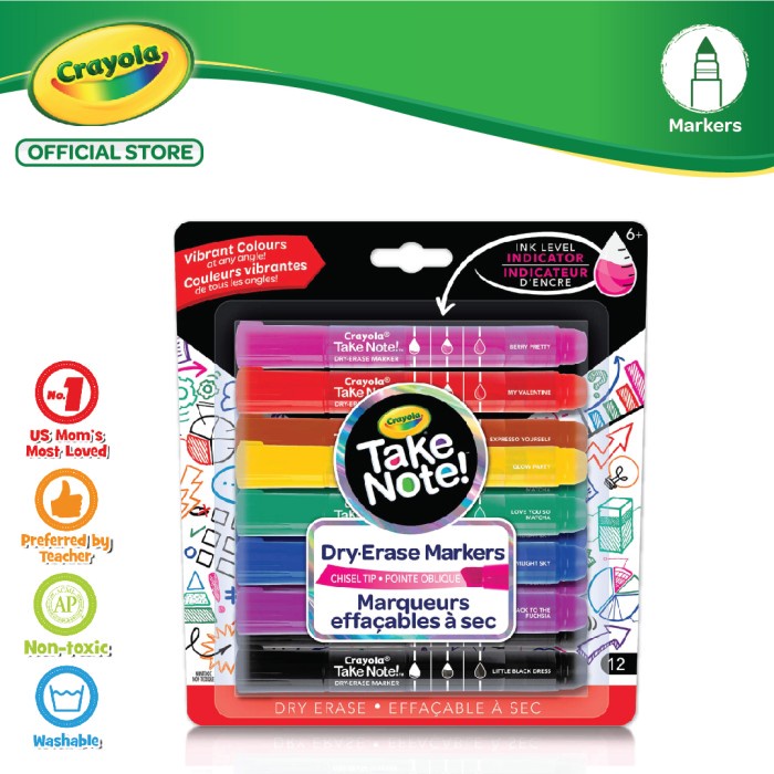 

Crayola 12 Colors Board Line Take Note Dry Erase Marker