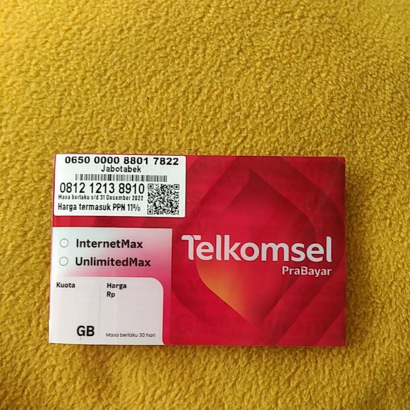 Kartu Telkomsel 168  9898 6789 234 8910 nocan nomor cantik