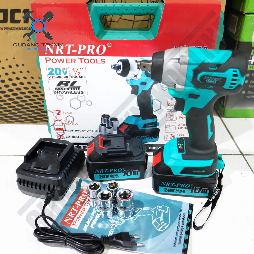 Mesin BOR Tangan Baut Mobil BATERAI 20V TX40DC NRT PRO / CORDLESS Impact Wrench Brushless Bolak Balik 20Volt TX-40 DC NRT PRO