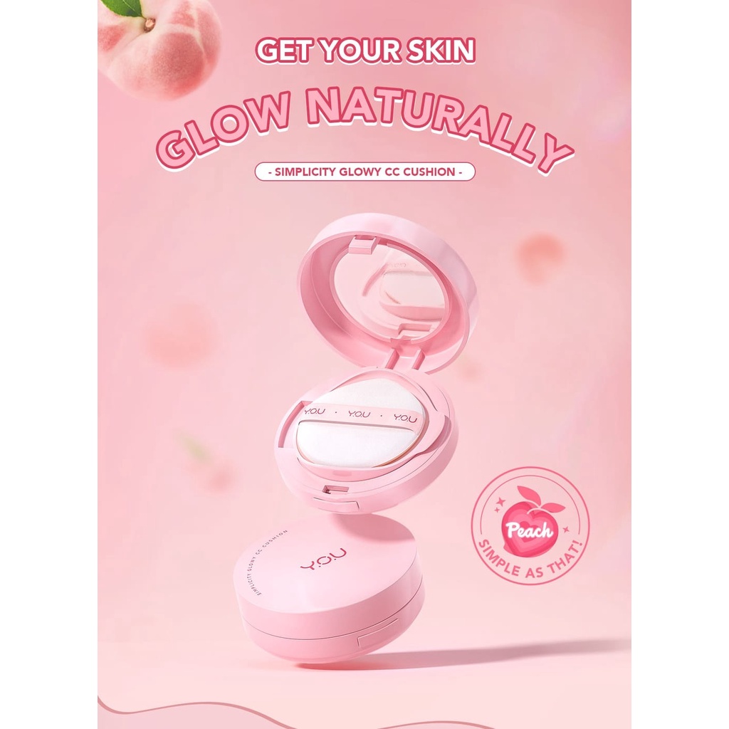 `ღ´ PHINKL `ღ´  Y.O.U SIMPLICITY Glowy CC CUSHION  | COMPLEXION NATURALLY | bedak cair