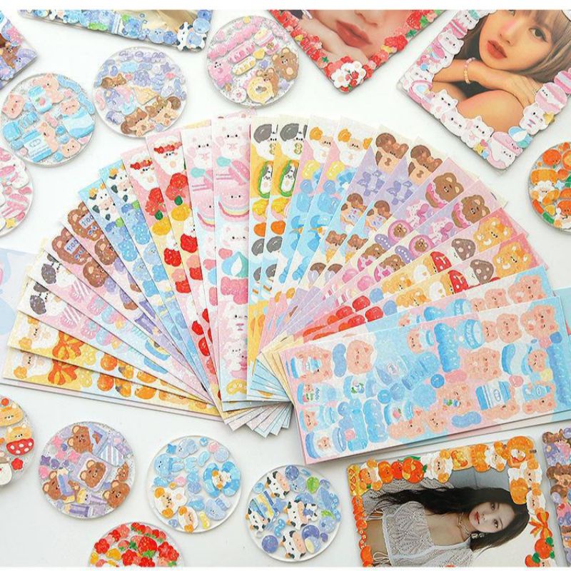 

Stiker Dekor Jurnaling Photocard Kpop / Gantungan Kunci / Casing Hp Aesthetic Glitter