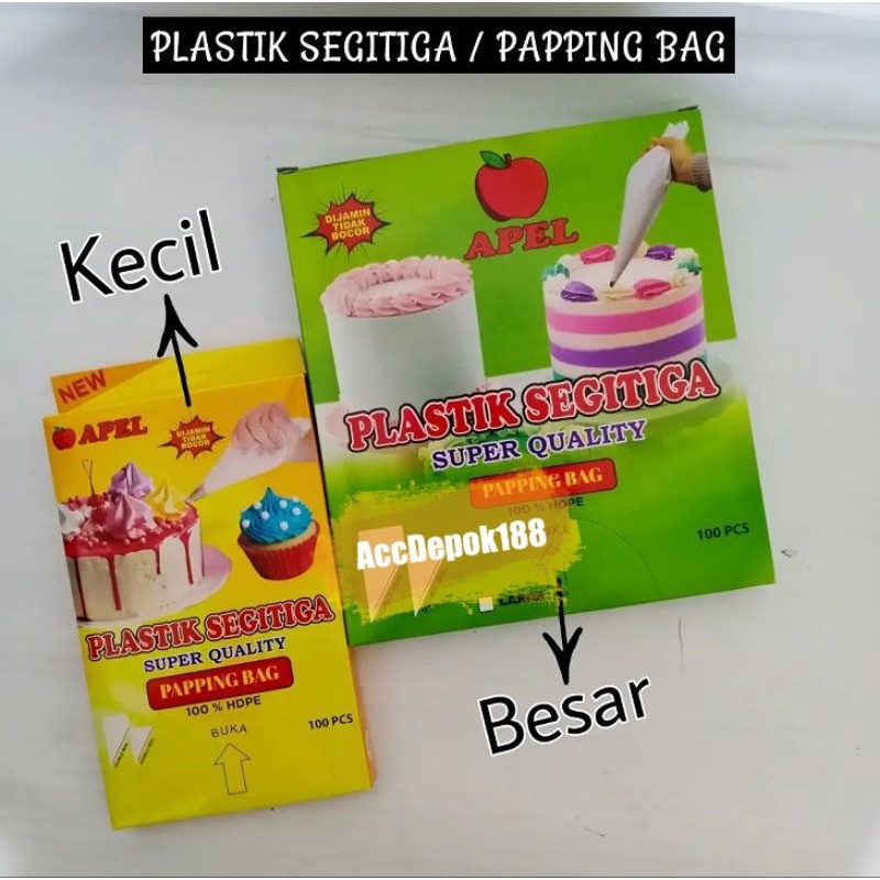 ISI 100PCS PLASTIK SEGITIGA KECIL BESAR PIPING BAG UNTUK MENGHIAS KUE BUTTERCREAM / PLASTIK PAPPING BAG KUE