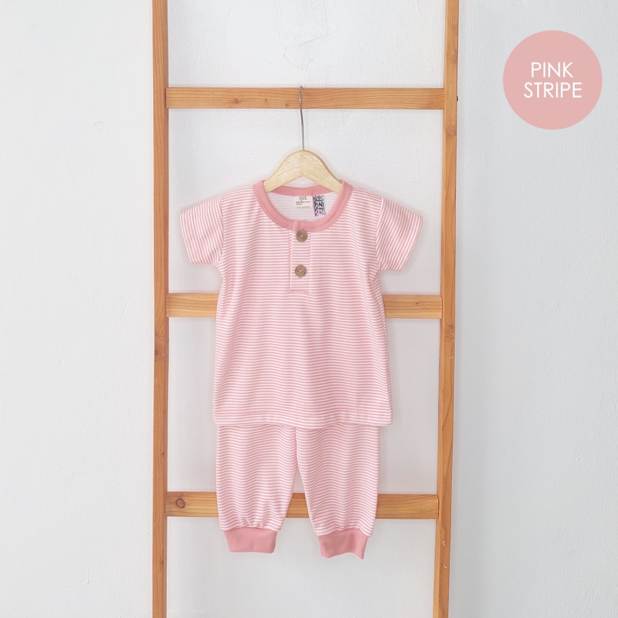 NOVA EZY Button Set Stripe- Setelan Baju Pendek &amp; Celana Panjang