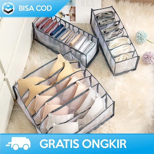 ORGANIZER PAKAIAN KOTAK SEKAT LEMARI STORAGE BOX JUNEJOUR 6 GRID M1467