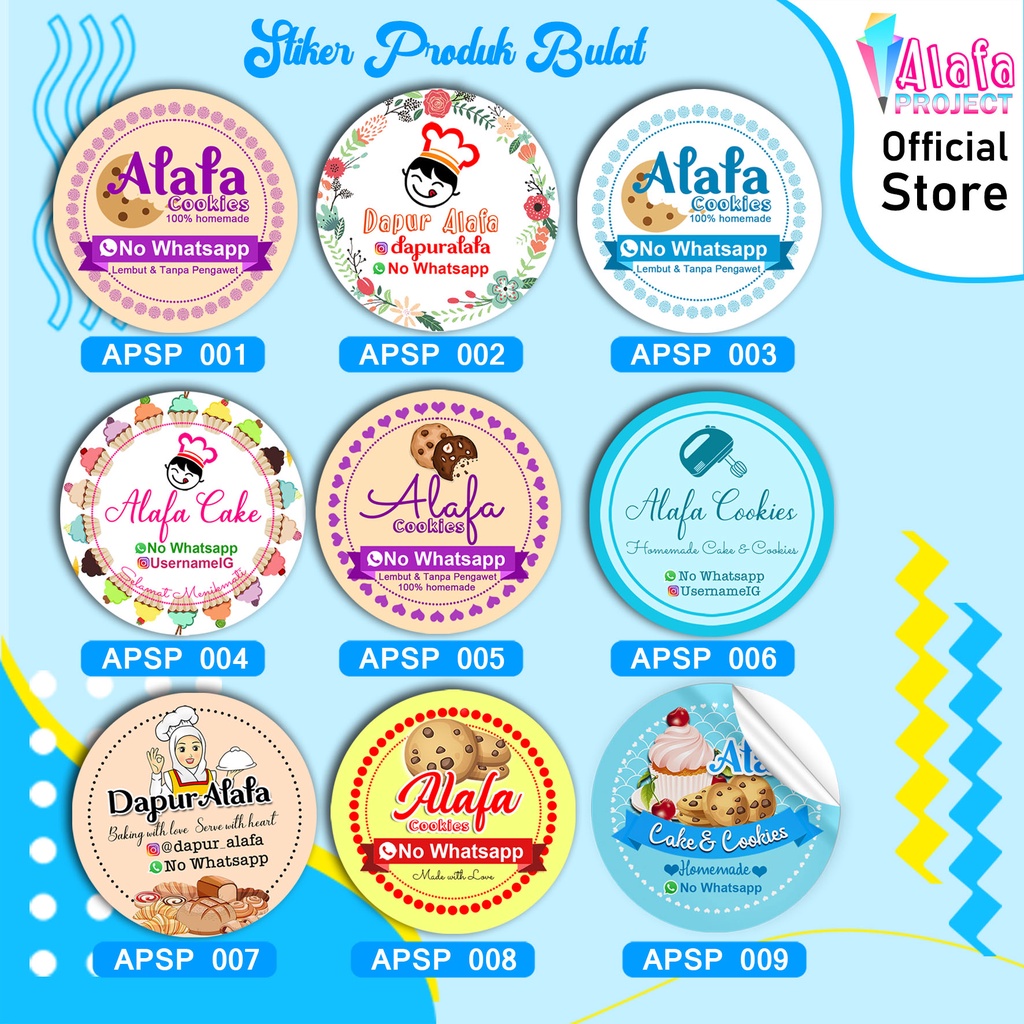 

Alafaproject 001-009 Stiker Bulat Produk Makanan | Stiker Kue Kering | Stiker Kemasan Toples