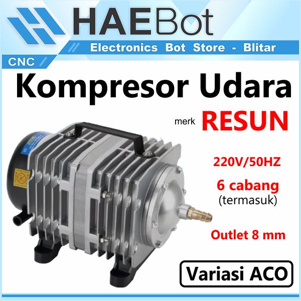 [HAEBOT] Kompresor Udara Resun ACO 001 003 Aerator Aquarium Laser CO2 CNC Air Pump Pompa Gelembung angin 18 35 Watt 220V Kuat 6 Lubang