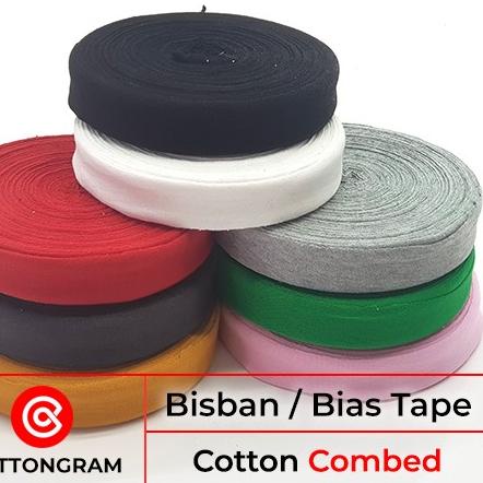 Bisban Kain Bahan Kaos Katun Bias Tape Meteran Aksesoris Kaos - 4 cm