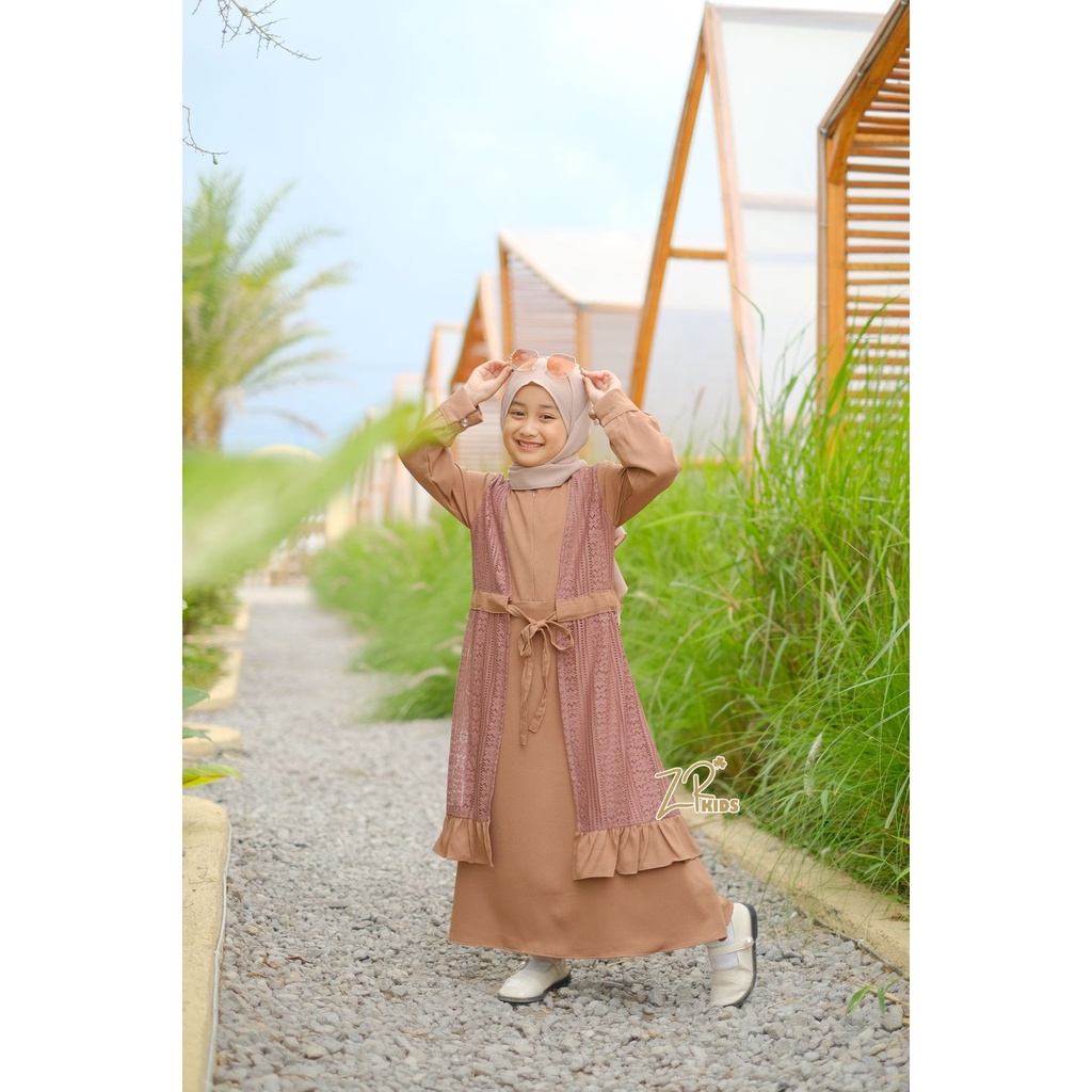 Gamis aleema by zr MOM &amp; KIDS COUPLE kartika Burkat S M L ibu anak ootd kondangan lebaran fashion muslim busana syari wanita gaun hijab pesta murah