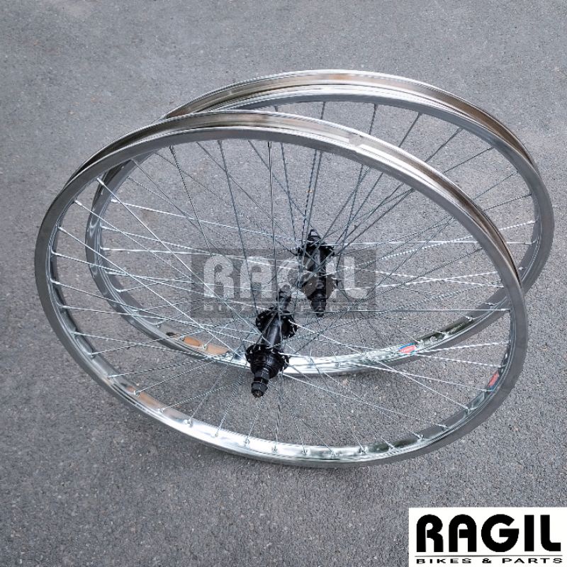WHEELSET SEPEDA 26 ARAYA BESI LUBANG 36 HOLE 36H RIM VELG RIMS HUB FREEHUB ULIR DRAT JARI JARI RODA 