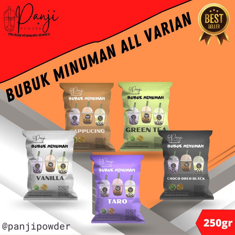 BUBUK MINUMAN 250 GRAM BUBUK MINUMAN RASA BUBUK MINUMAN BOBA BUBUK BOBA MINUMAN BUBUK SERBUK MINUMAN BOBA POWDER MINUMAN BUBUK RASA MINUMAN KEKINIAN POWDER MINUMAN TARO AVOCADO COKLAT CAPPUCINO RED VELVET GREEN TEA THAI TEA MATCAH VANILLA OREO