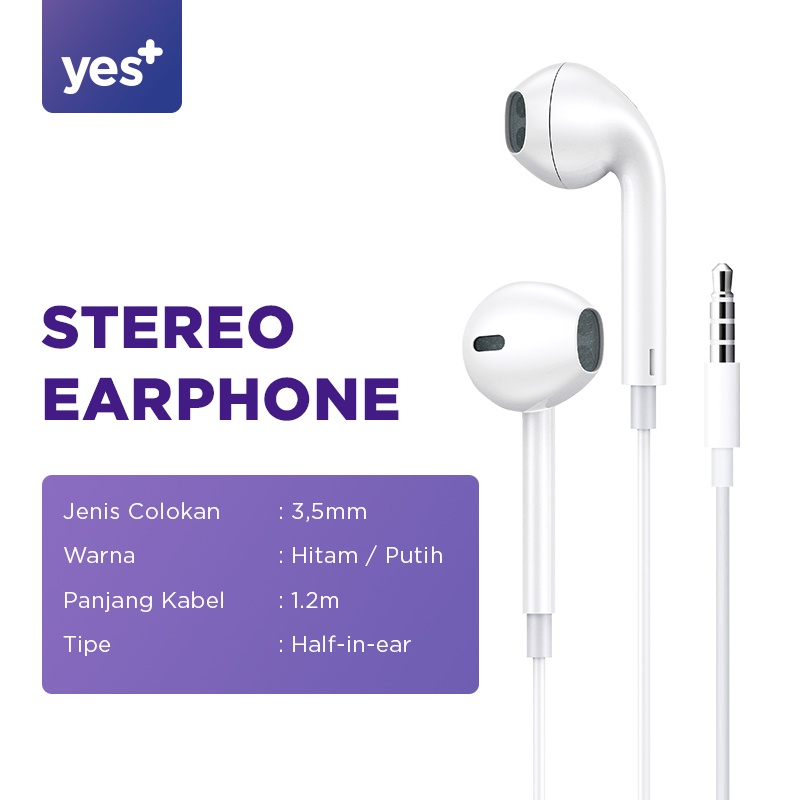 Headset Kabel Yes+ YSYP01 Earphone Henset Hp Android With Microphone Hedset bass Universal Cocok untuk semua handphone |GROSIRXPRESS