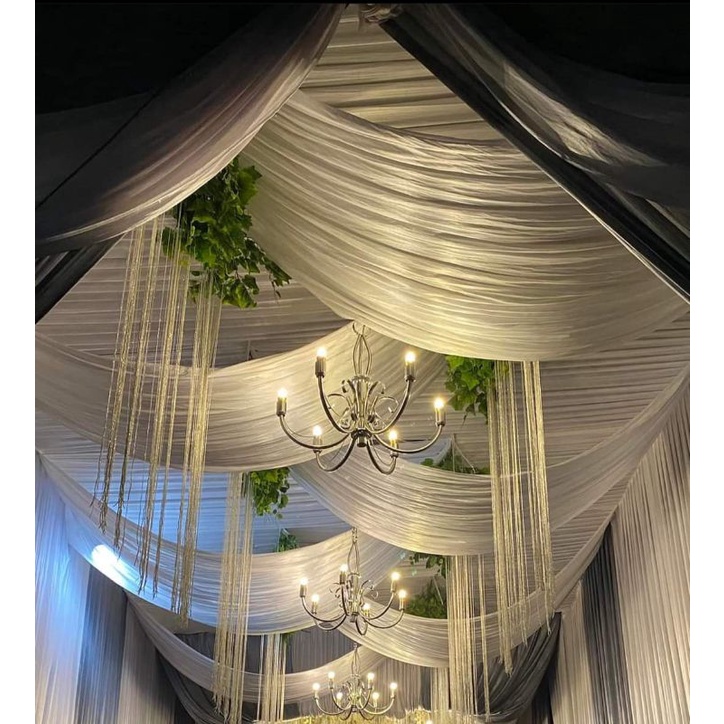 plafon tenda pesta pernikahan plafon selendang dekorasi terop dekorasi pelaminan plafon layos