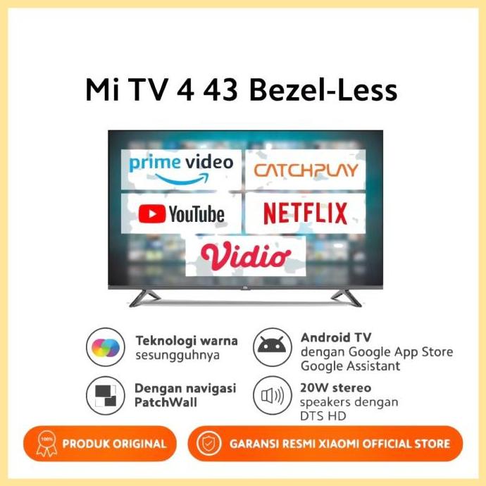 Xiaomi Mi Tv 4 43 Inch Bezel Less Garansi Resmi - Androidtv