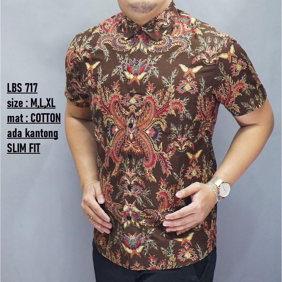 Baju Batik Pria Slimfit Kemeja Lengan Pendek Slim Fit LBS 717