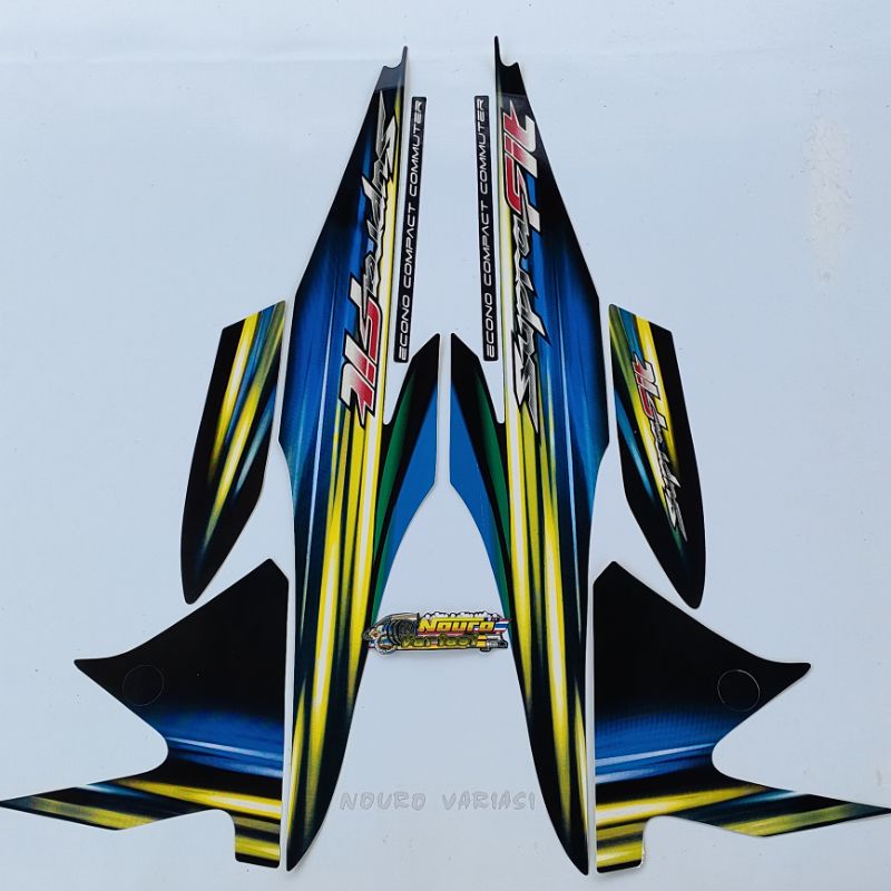 striping honda supra fit new jumbo 2006 2007 hitam full Lis biru stiker body standar kualitas terbaik murah