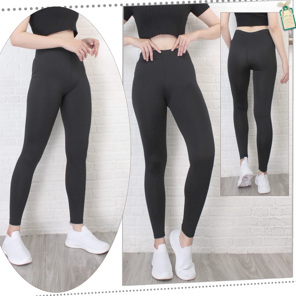 Leging Wanita Dewasa Panjang - Lejing Wanita Tebal -  Celana Legging Panjang Wanita Legging Dewasa Leging Polos-HITAM