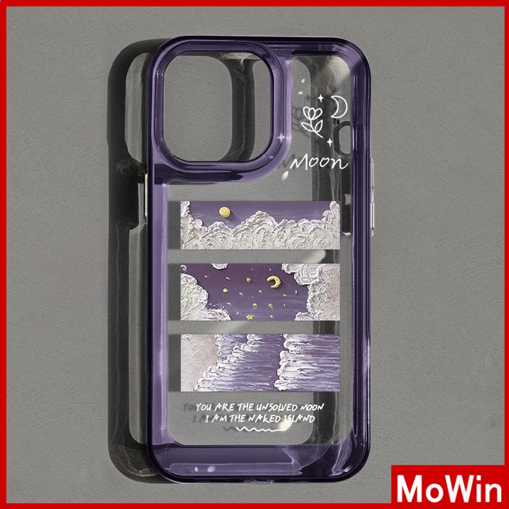 For iPhone 14 Pro Max iPhone Case Acrylic Hard Case HD Clear Case Plating Button Shockproof Purple Oil Painting Black Compatible For iPhone 13 Pro max 12 Pro Max 11 xr 7plus 6splus